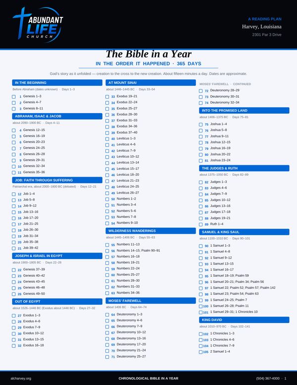 Chronological Bible reading plan PDF