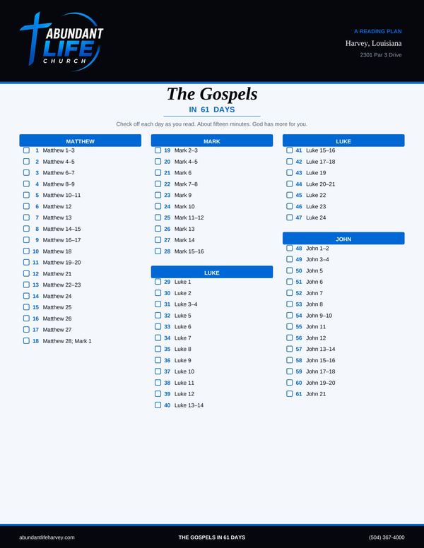 61-day Gospel reading plan PDF