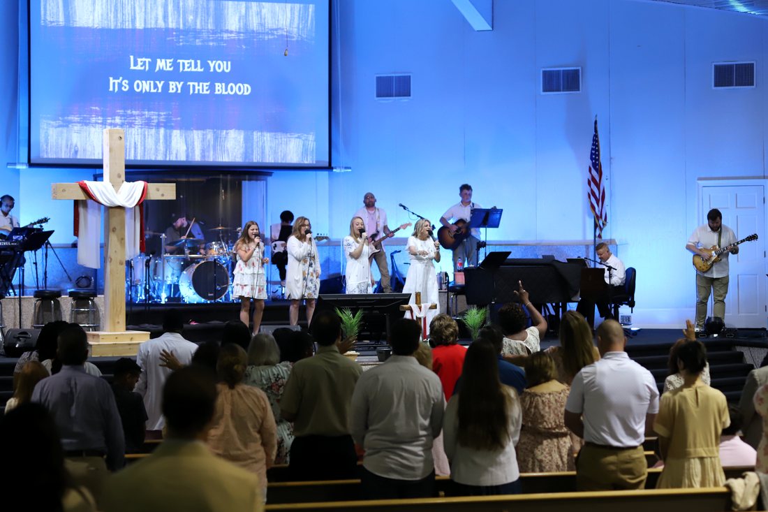 Sunday worship in the main sanctuary